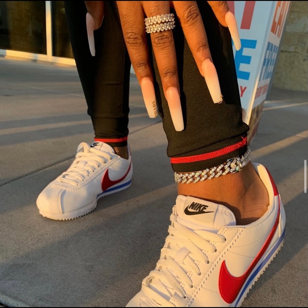 nike cortez sneakers red white and blue